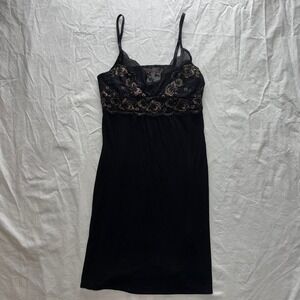 Tahari Y2k Brown & Black Lace Slip Dress Sz S Whimsigoth